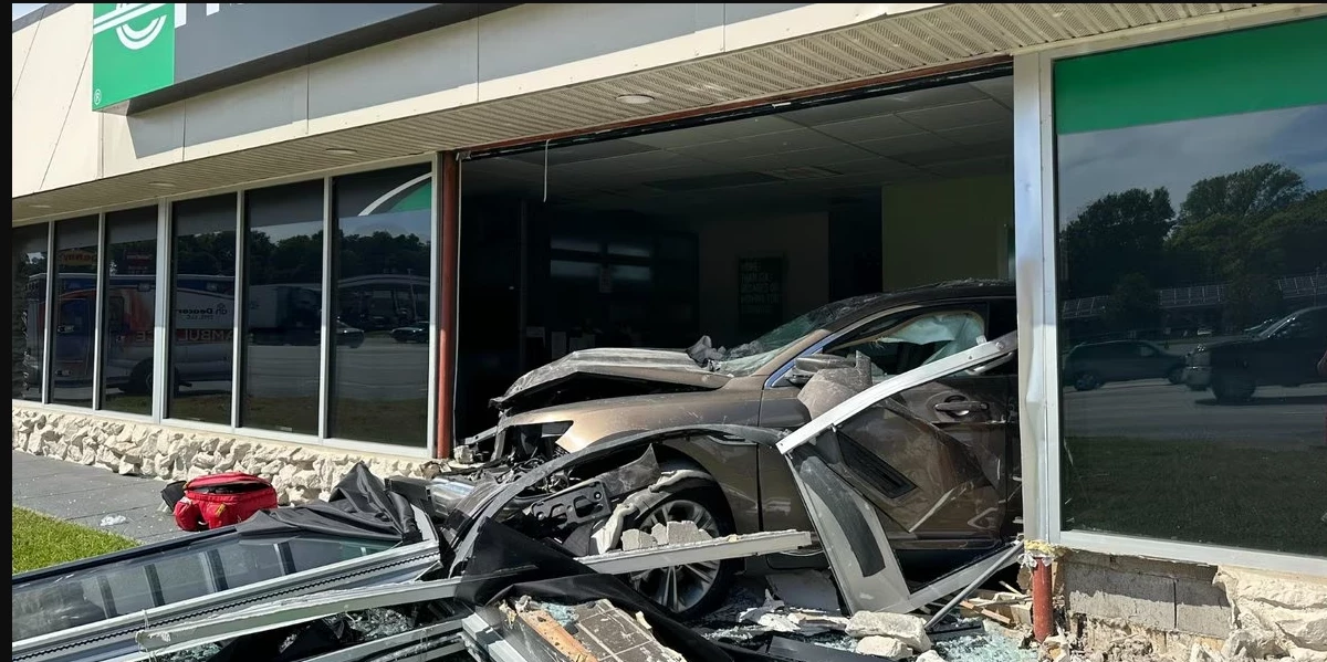 Driver choking on French fry crashes into a car yard