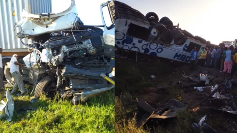 Two dead in a road accident involving a bus and truck 