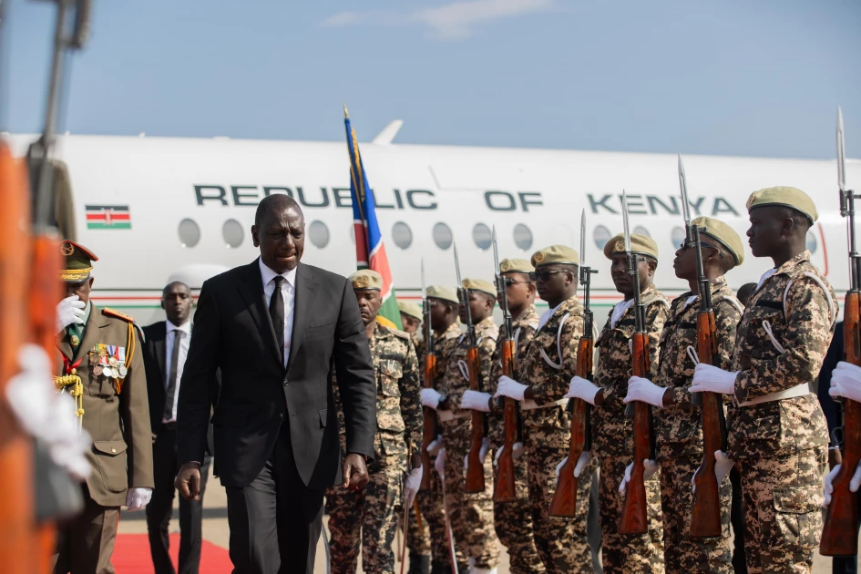 Ruto arrives in Namibia for late President Hage Geingob's funeral - PHOTOS
