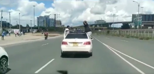 Men captured hanging on moving car along Mombasa Road arrested, to be arraigned 