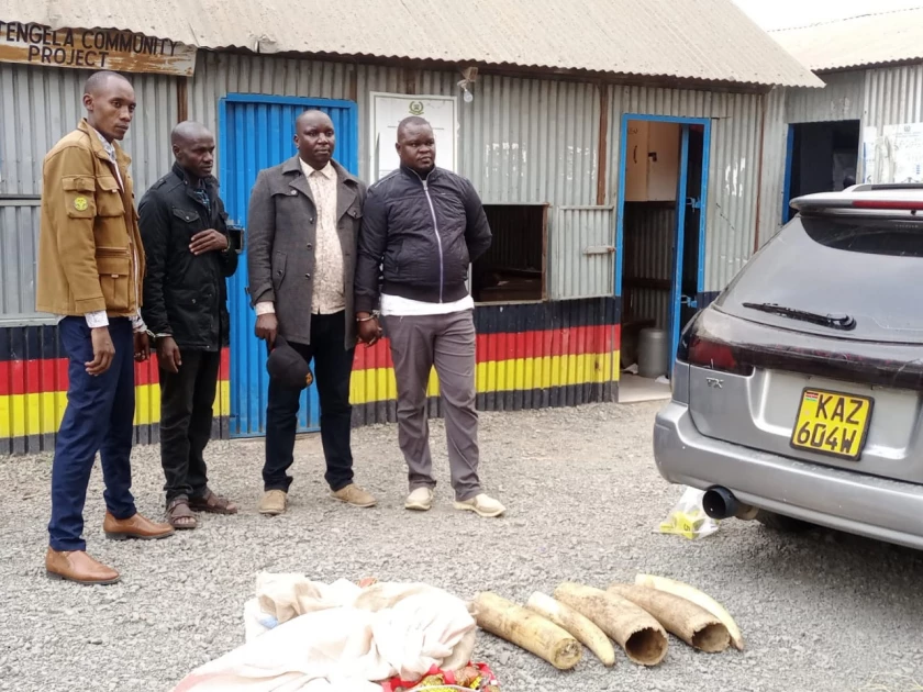 Three police officers arrested in Kitengela, elephant tusks, guns recovered