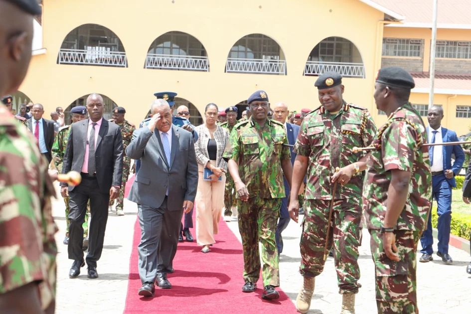 Haiti PM Garry Conille visits Kenyan police officers set for deployment in Embakasi