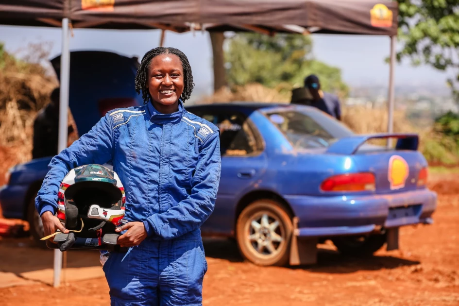 Gatimu tests her Subaru GC8 ahead of 2025 WRC