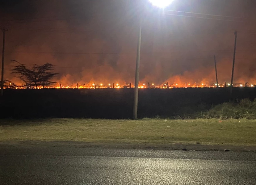 Section of JKIA land on fire