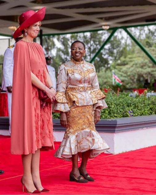 First Lady Rachael Ruto's outfit during royal visit leaves Kenyans scratching their fashion heads