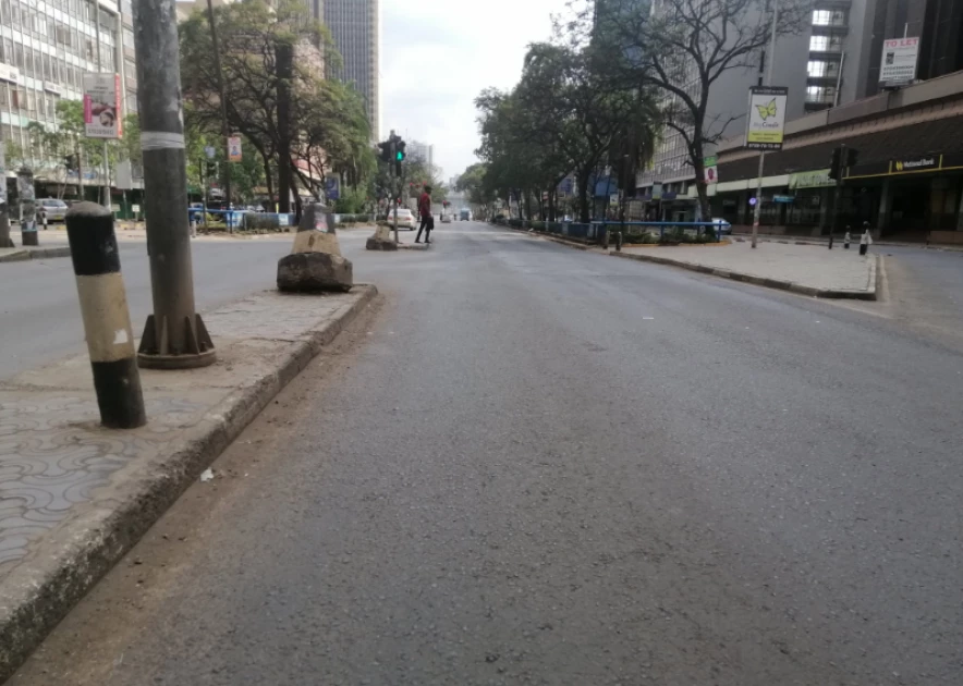 PHOTOS: Empty streets, closed businesses in Nairobi CBD as Kenyans await presidential announcement