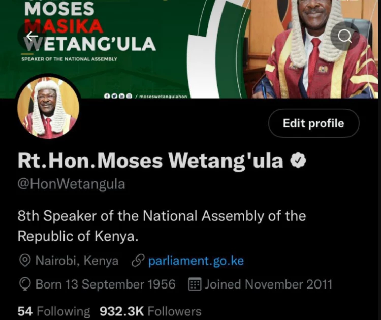 Speaker Moses Wetangula excited as Twitter account finally verified