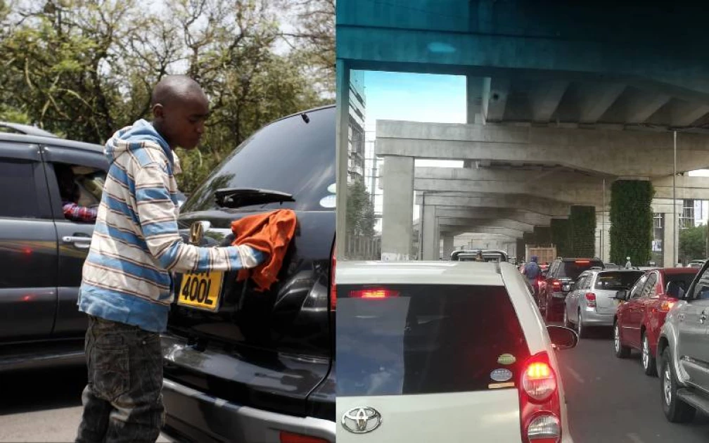 Nairobi street kids resort to cleaning cars stuck on Uhuru Highway