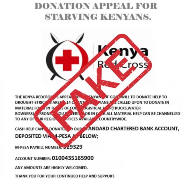 Kenya Red Cross warns of fake paybill number circulating online