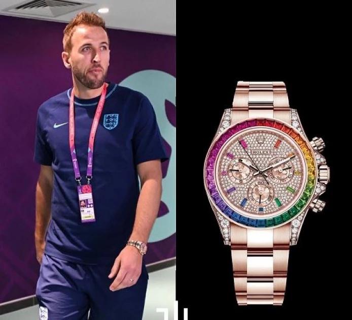 Defiant Harry Kane wears Ksh.79M Rolex watch with gay pride colours in Qatar