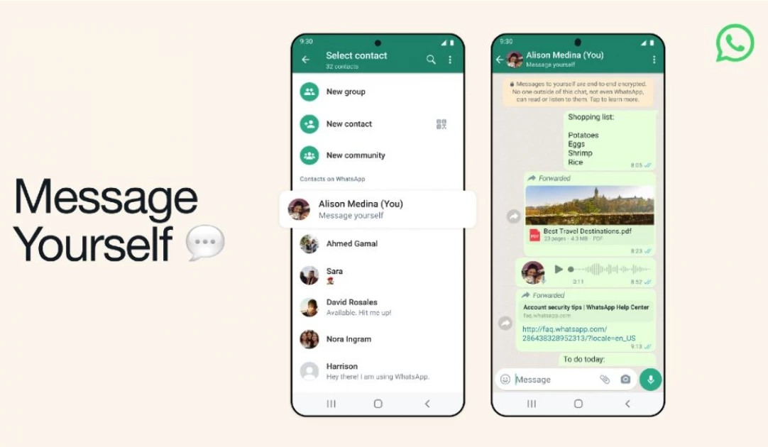 WhatsApp's new feature lets you message yourself