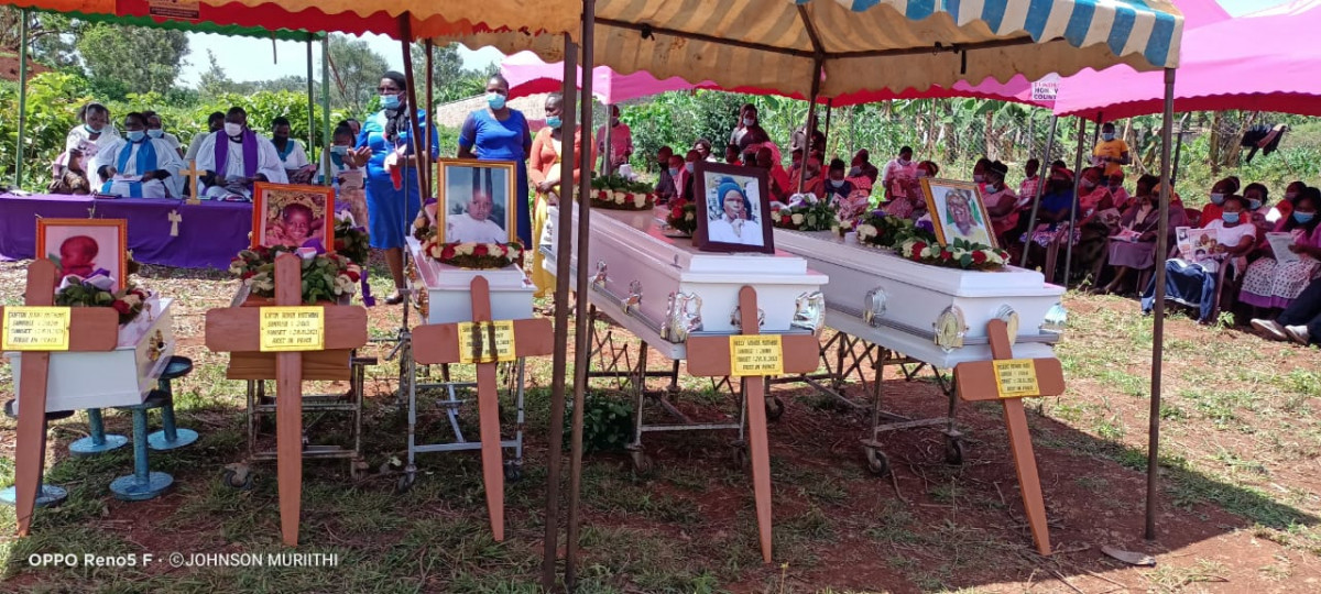 Painful farewell: Woman, her four children who were killed by husband in Kirinyaga laid to rest