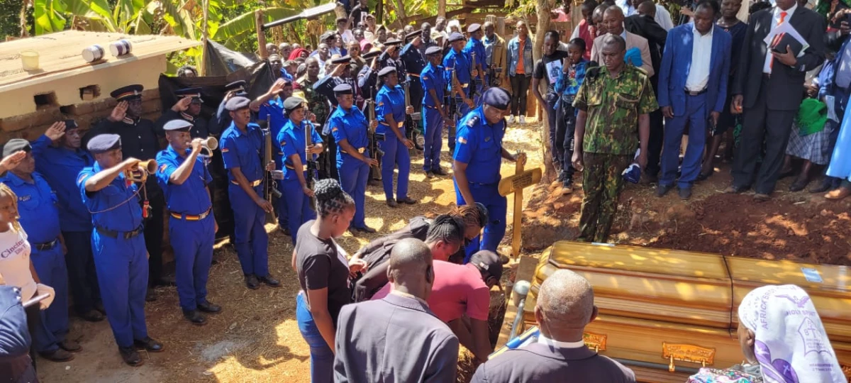 Three-volley salute for police officer killed in Garissa explosion as he is buried in Machakos