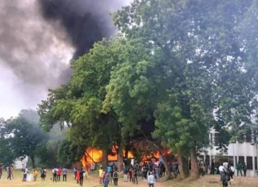 Property razed down as Technical University of Mombasa students stage protest